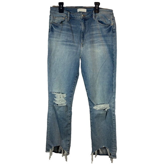 Jonathan Simkhai Women Standard Jeans Size 32 Light Wash Distressed Fray Hem C10 - Picture 1 of 9